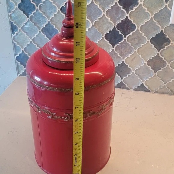 Decorative Urn Ginger Jar Red Enamel (Homegoods) - Picture 3 of 5
